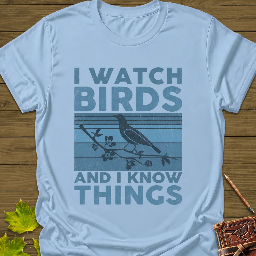 Watch Birds, Know Things T-Shirt in Light Blue