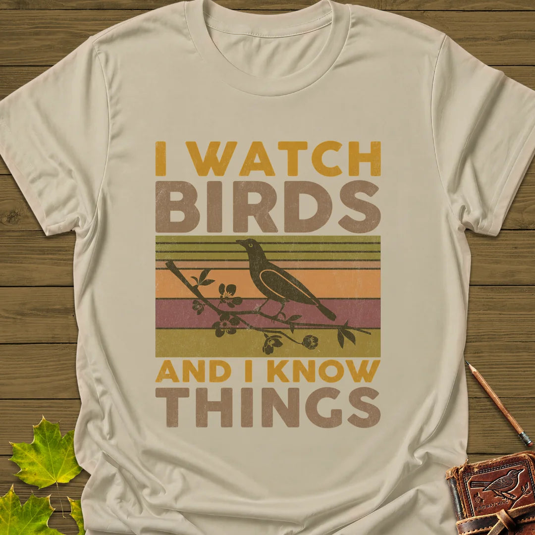 Watch Birds, Know Things T-Shirt in Sand