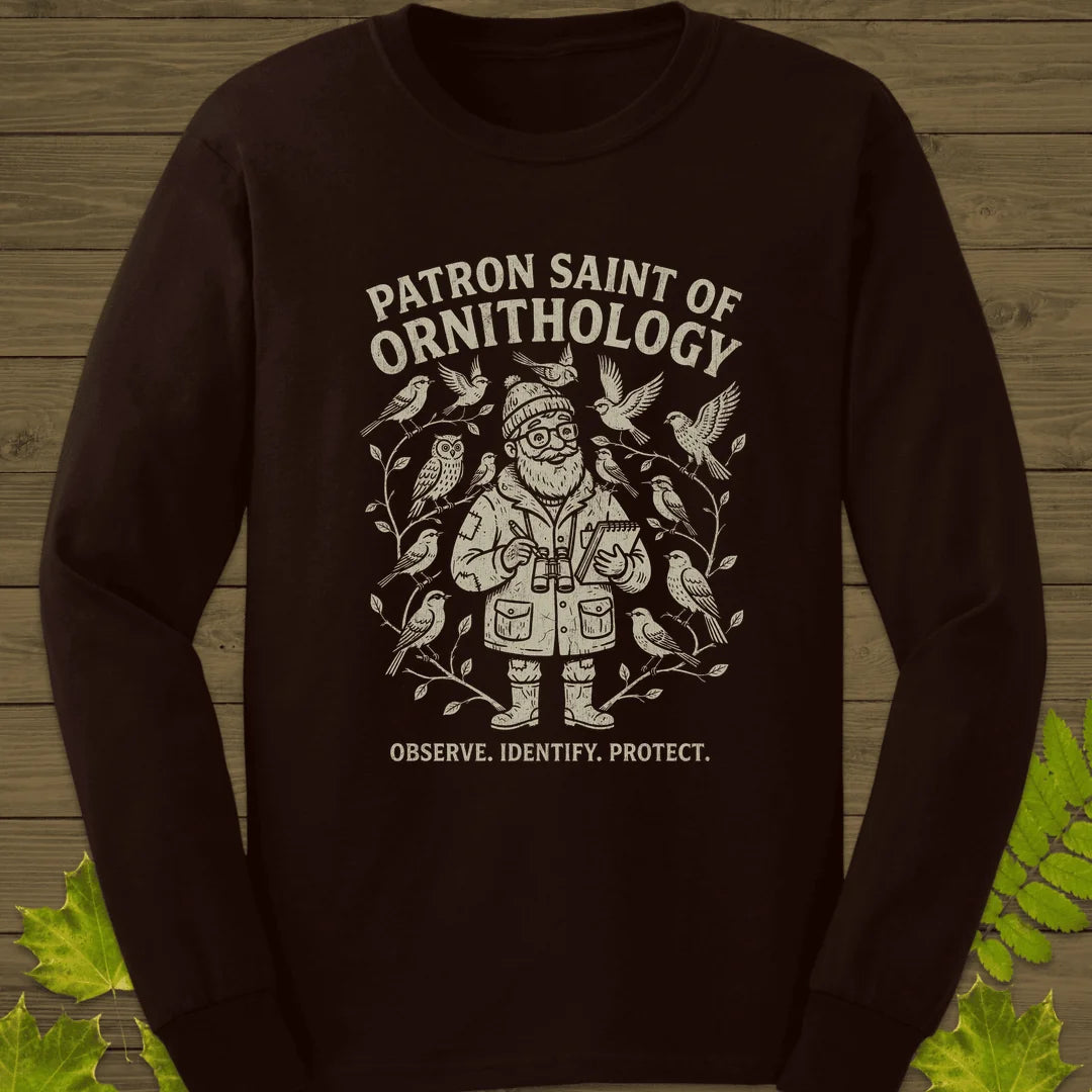 Birding Saint (Male) Long Sleeve in Dark Chocolate