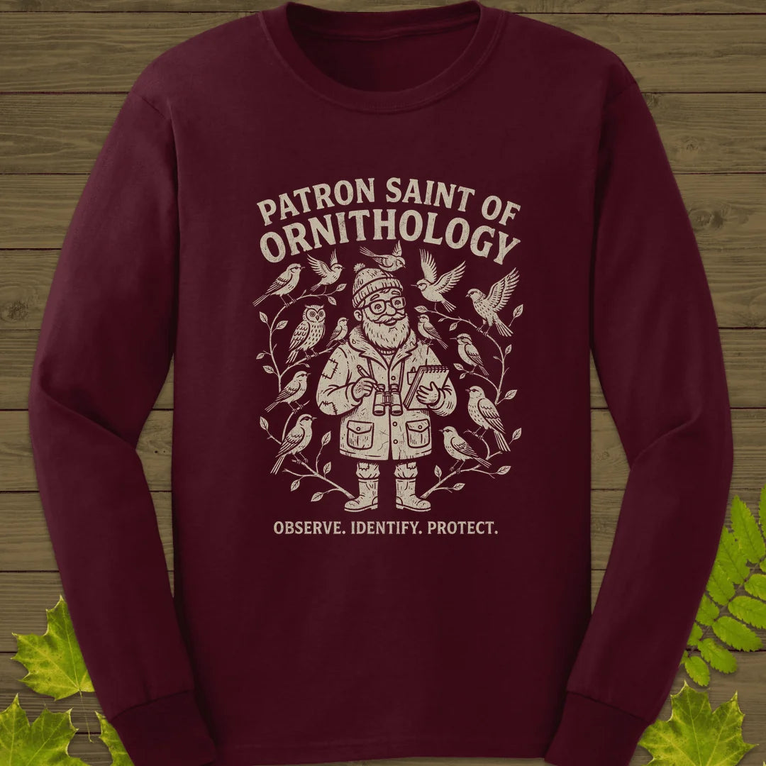 Birding Saint (Male) Long Sleeve in Maroon