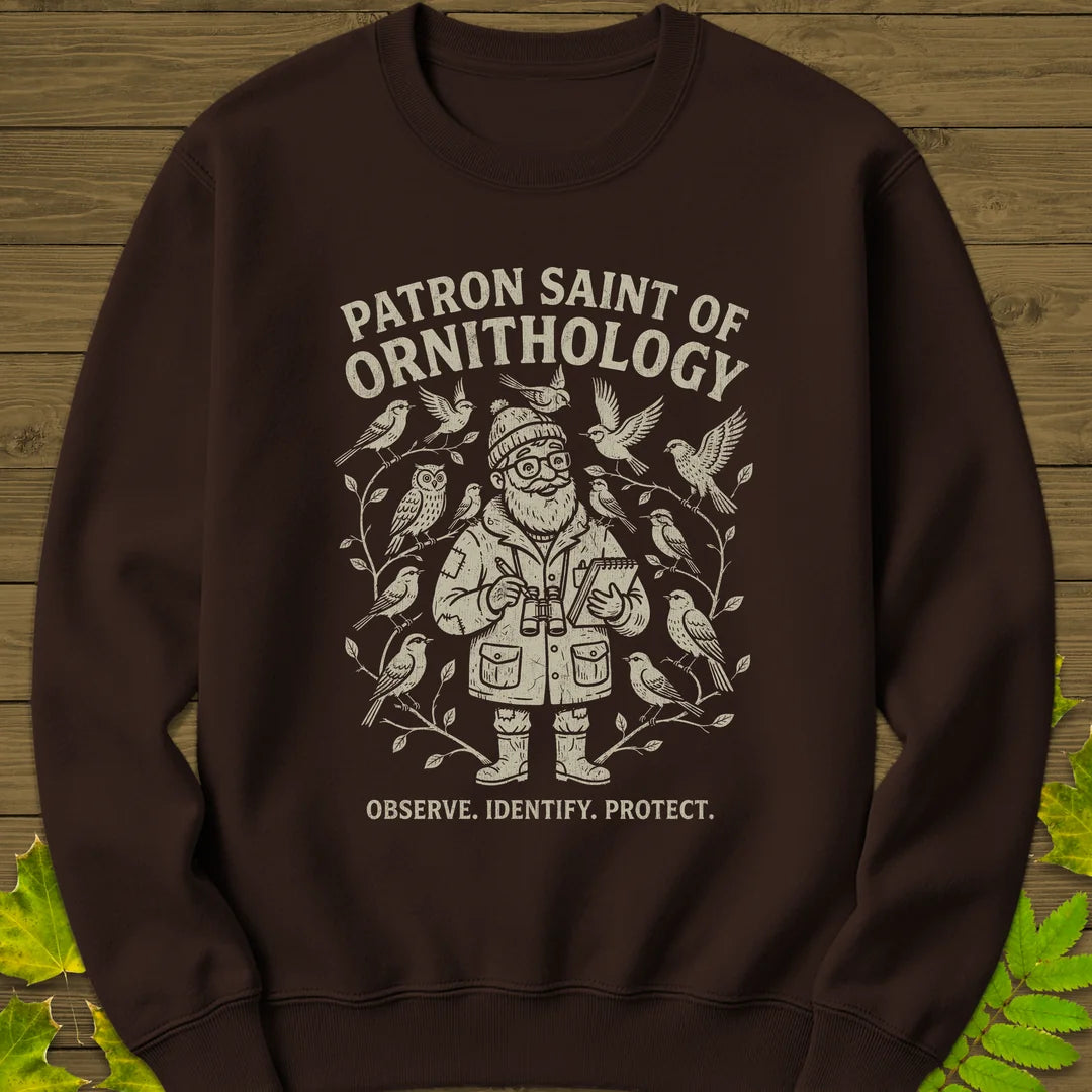 Birding Saint (Male) Sweatshirt in Dark Chocolate