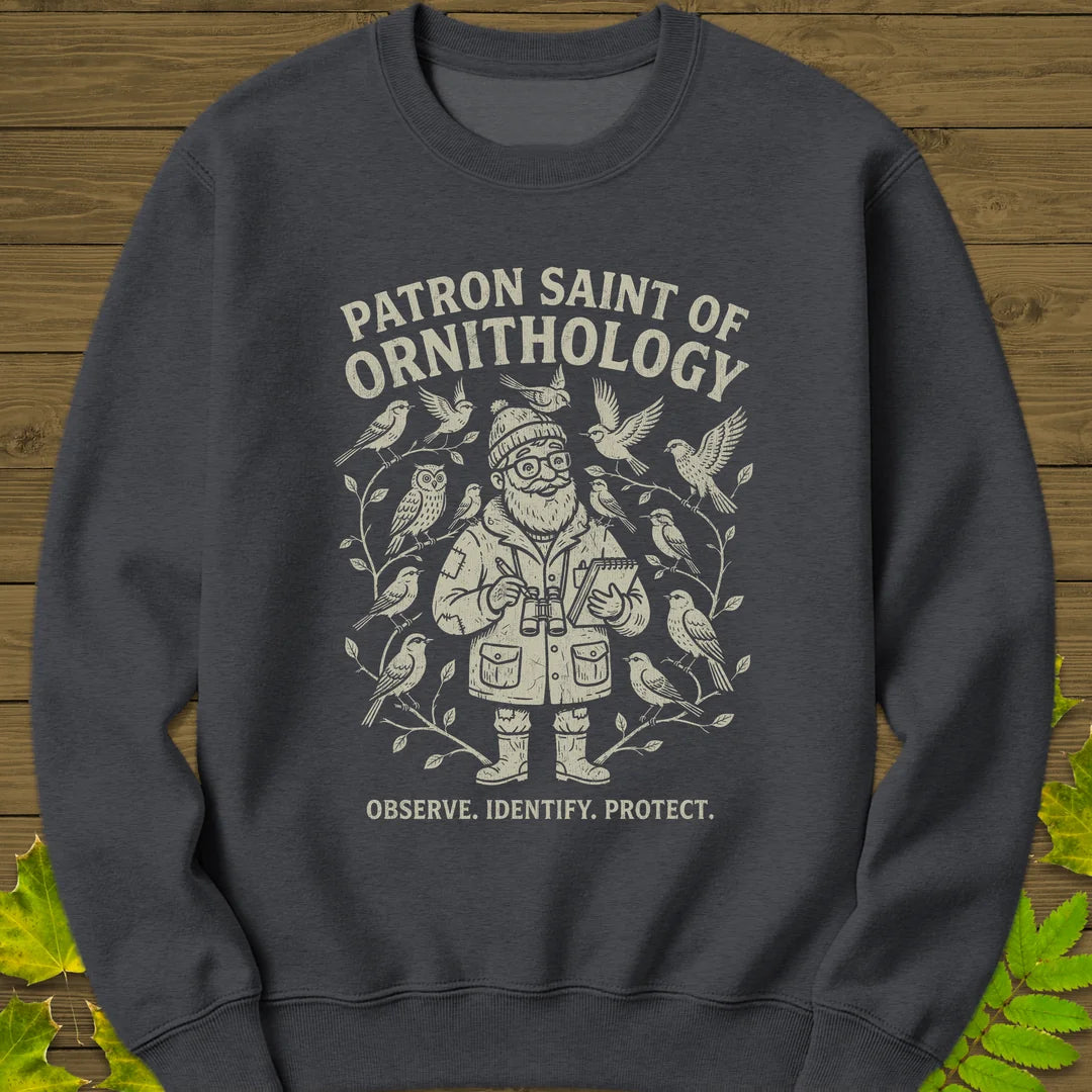 Birding Saint (Male) Sweatshirt in Dark Heather