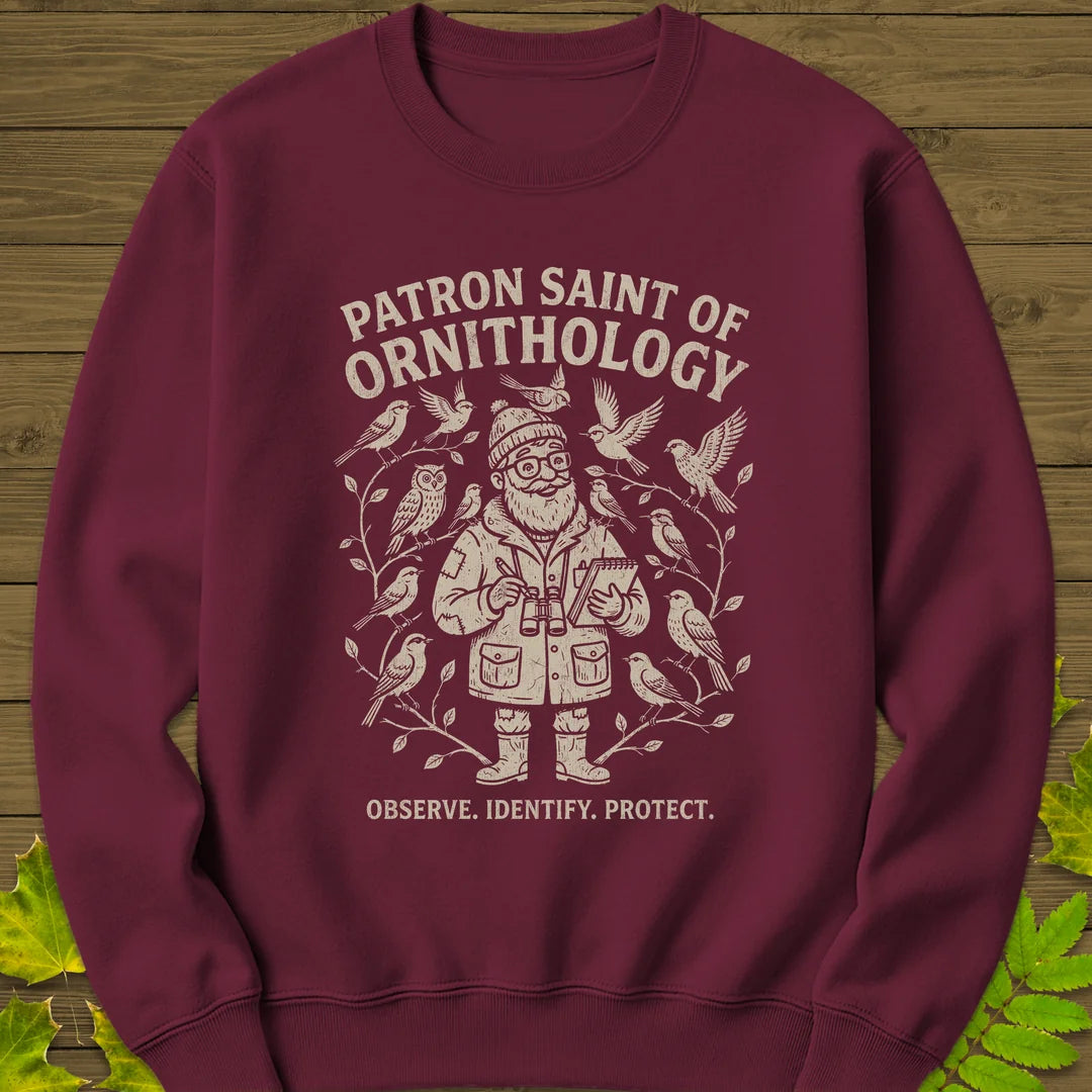 Birding Saint (Male) Sweatshirt in Maroon