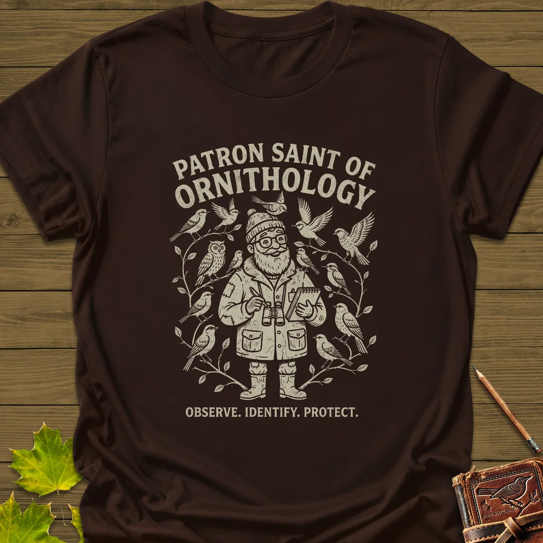 Birding Saint (Male) T-Shirt in Dark Chocolate