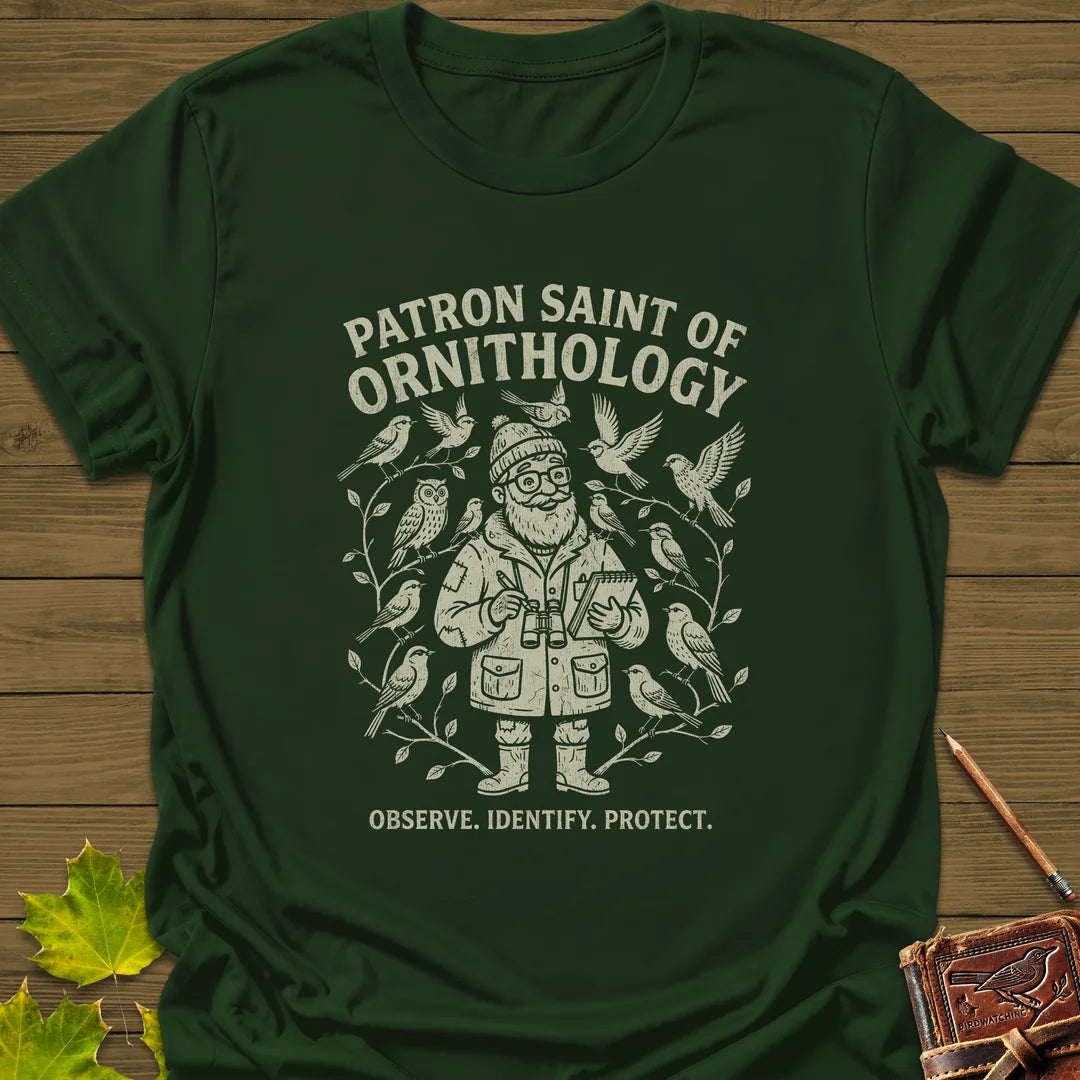 Birding Saint (Male) T-Shirt in Forest Green