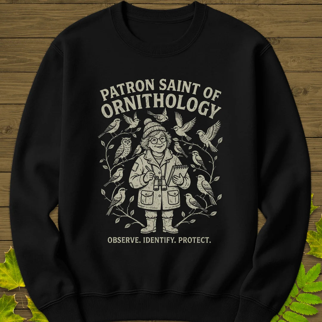 Birding Saint (Female) Sweatshirt in Black