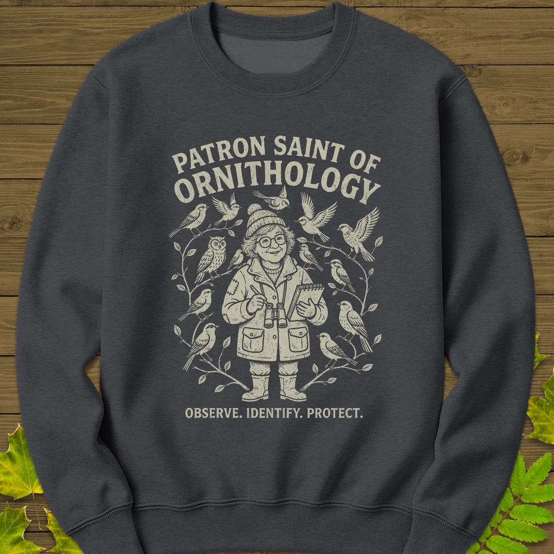 Birding Saint (Female) Sweatshirt in Dark Heather