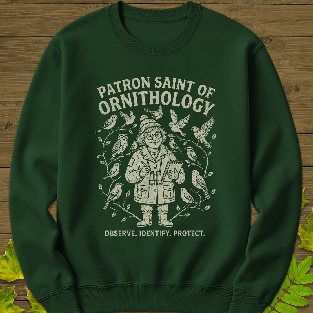 Birding Saint (Female) Sweatshirt in Forest Green