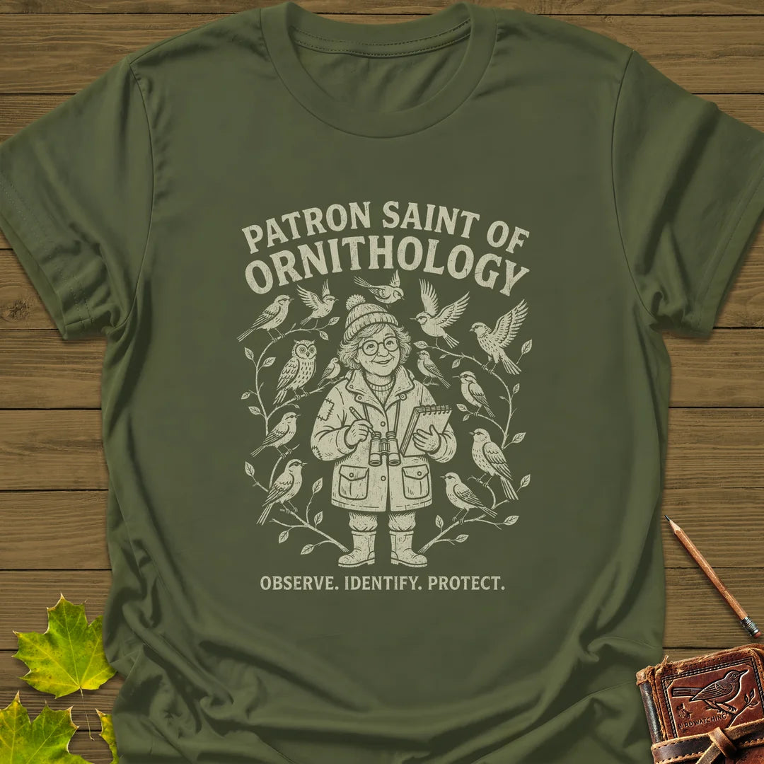 Birding Saint (Female) T-Shirt in Military Green