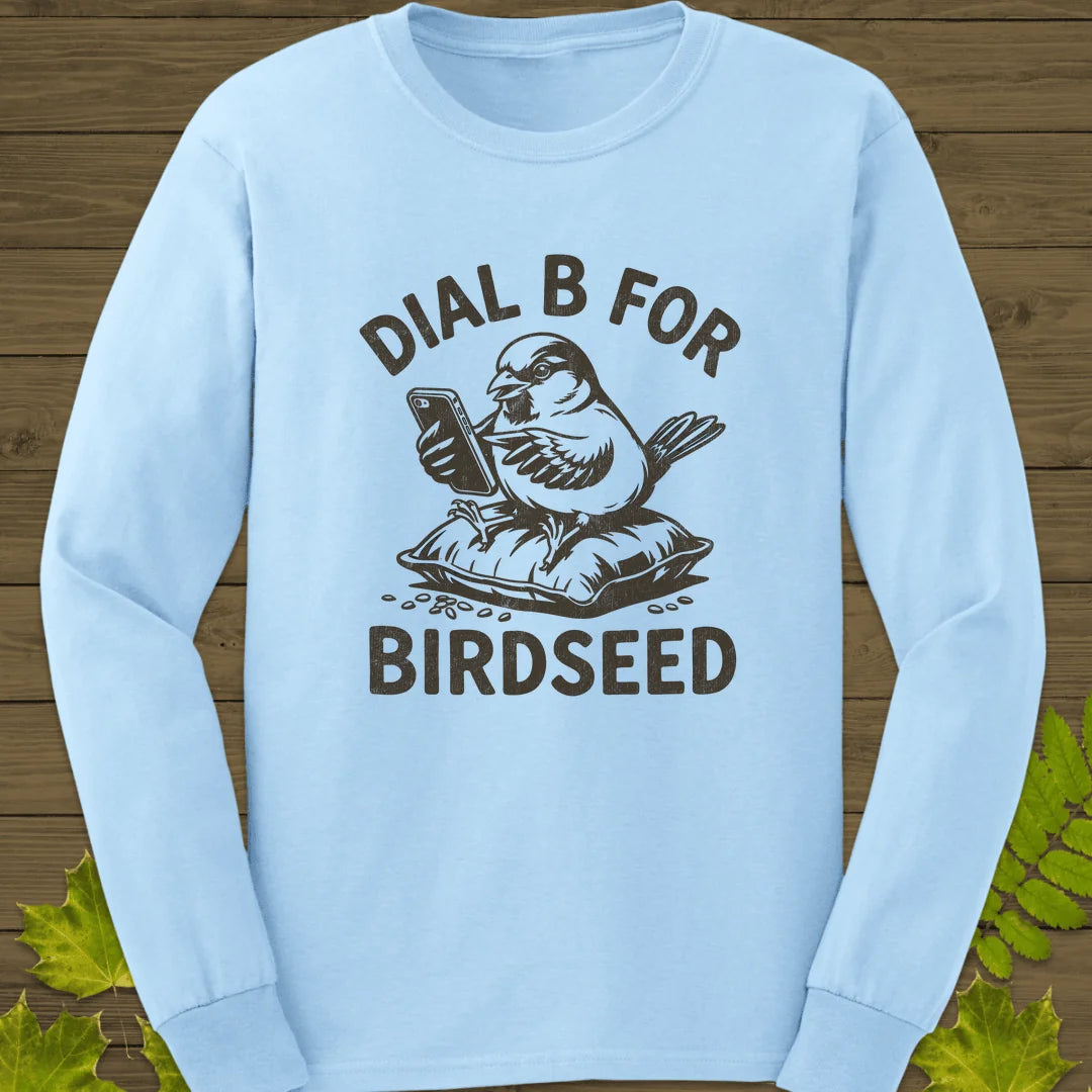 Dial B For Birdseed Long Sleeve in Light Blue
