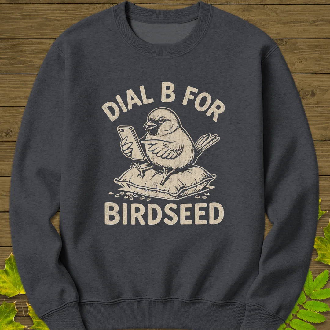 Dial B For Birdseed Sweatshirt in Dark Heather