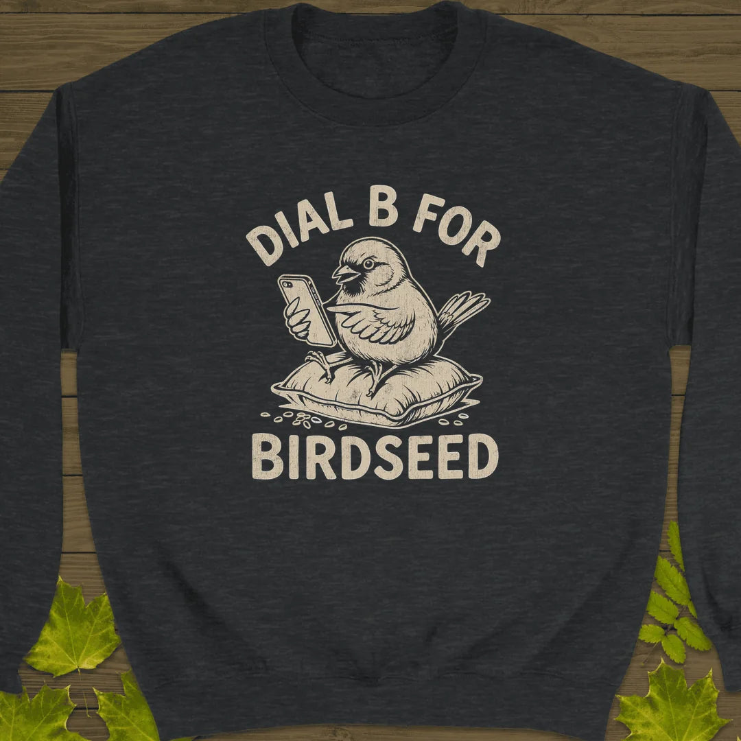Dial B For Birdseed Sweatshirt in Dark Heather