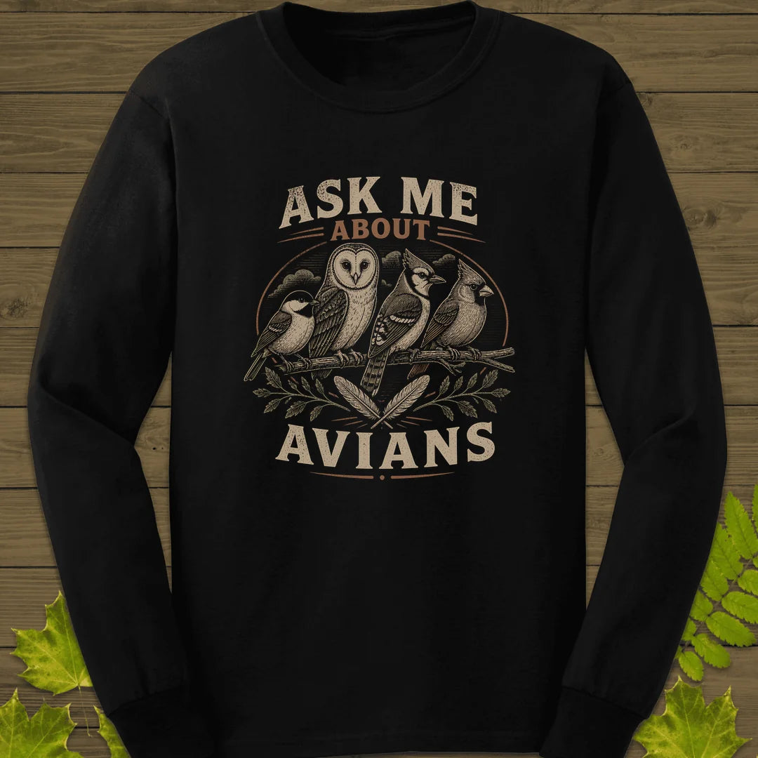 Ask Me About Avians Long Sleeve in Black