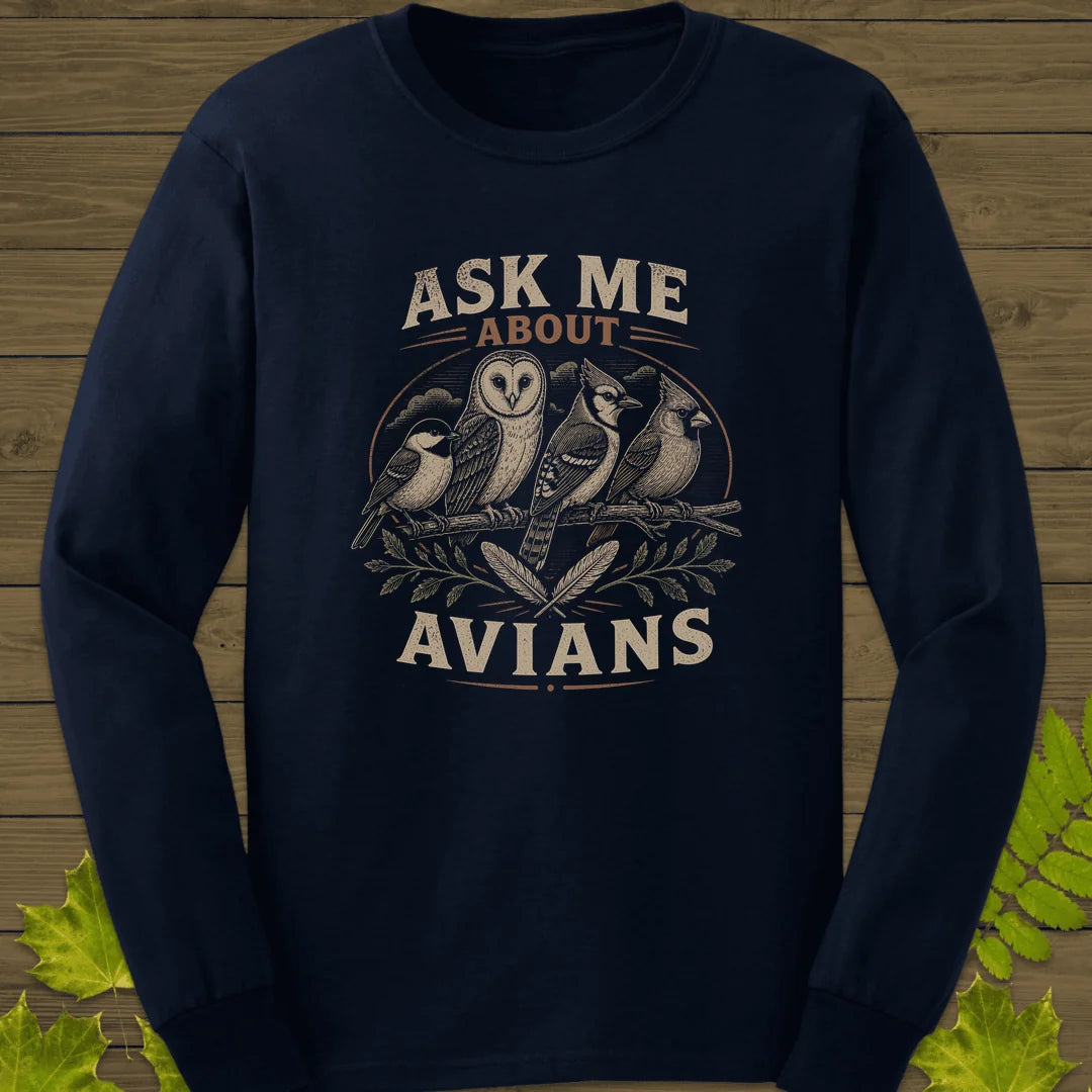 Ask Me About Avians Long Sleeve in Navy