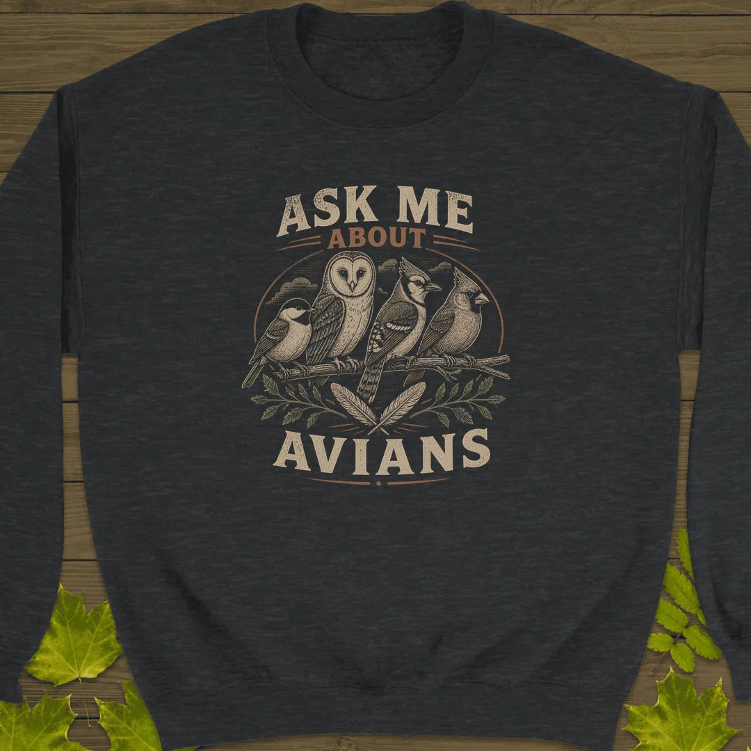 Ask Me About Avians Sweatshirt in Dark Heather