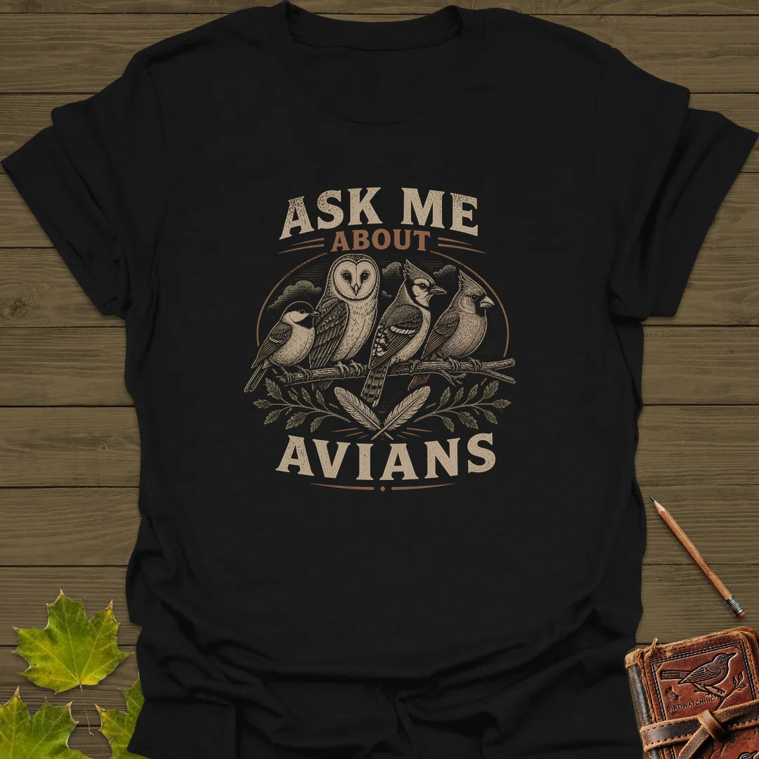 Ask Me About Avians T-Shirt in Black