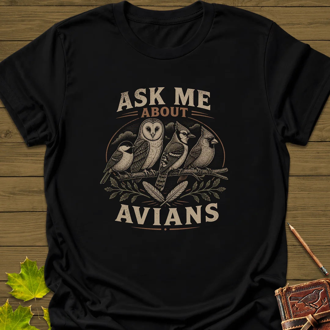 Ask Me About Avians T-Shirt in Black