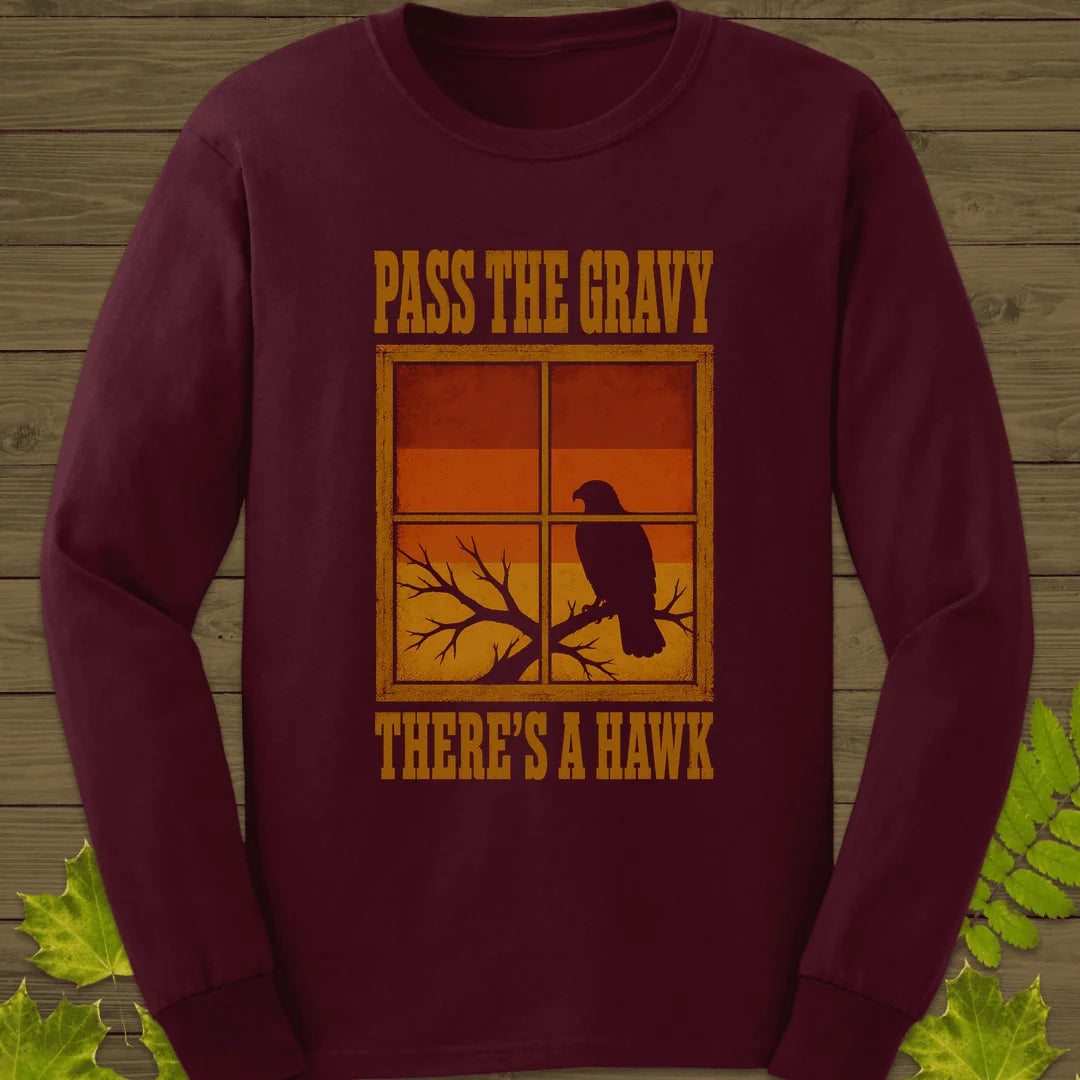 Pass The Gravy Hawk Long Sleeve in Maroon