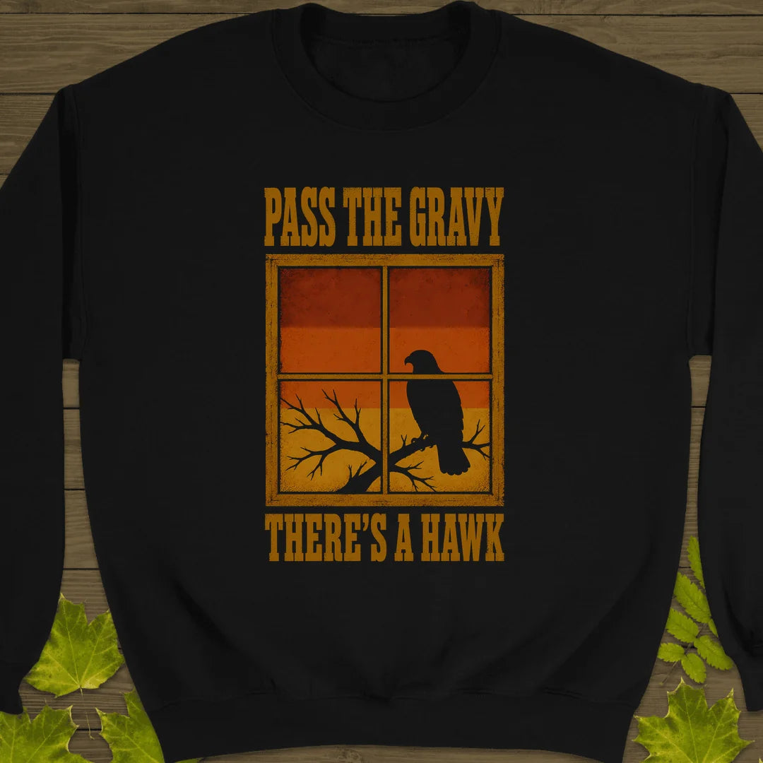 Pass The Gravy Hawk Sweatshirt in Black