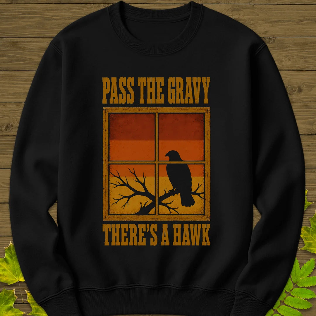Pass The Gravy Hawk Sweatshirt in Black