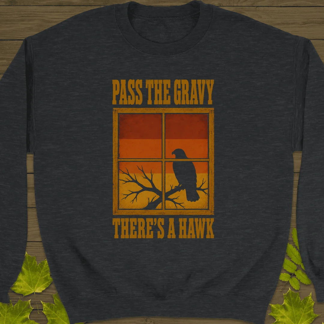 Pass The Gravy Hawk Sweatshirt in Dark Heather