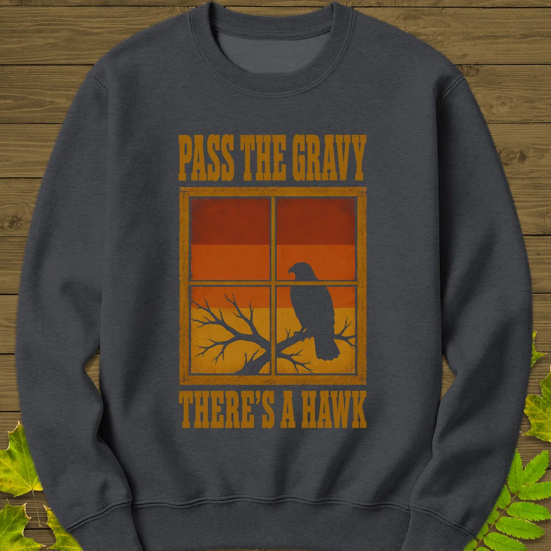 Pass The Gravy Hawk Sweatshirt in Dark Heather