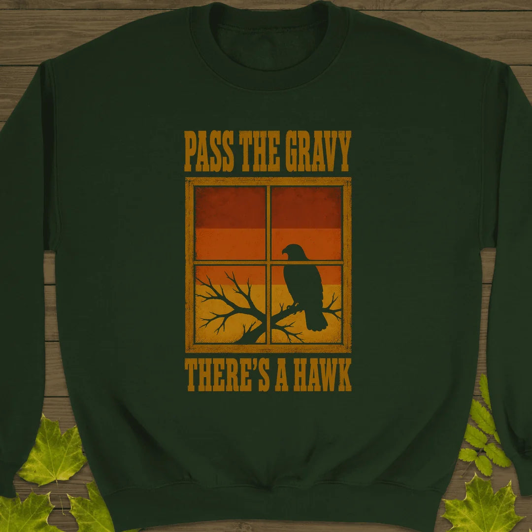 Pass The Gravy Hawk Sweatshirt in Forest Green