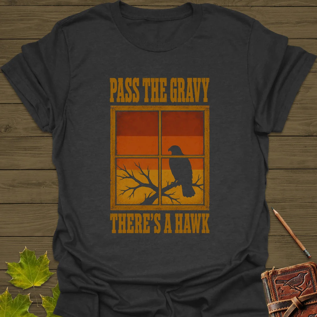 Pass The Gravy Hawk T-Shirt in Dark Heather