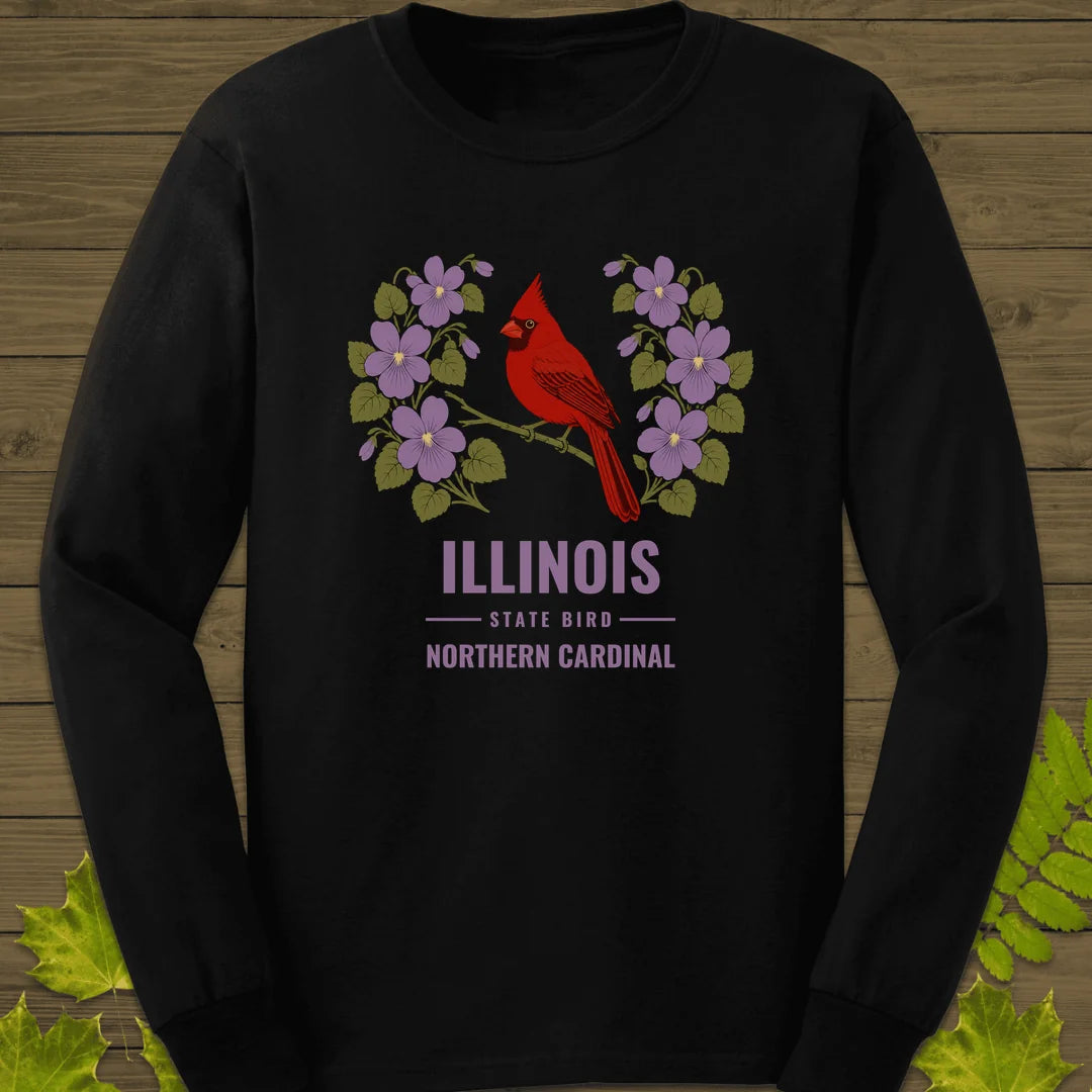 Illinois State Bird Long Sleeve in Black