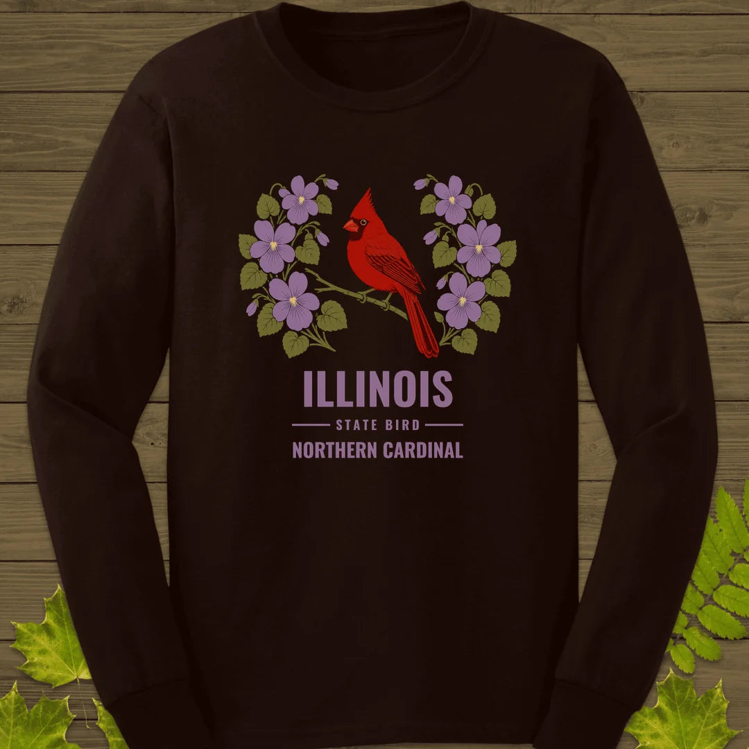 Illinois State Bird Long Sleeve in Dark Chocolate