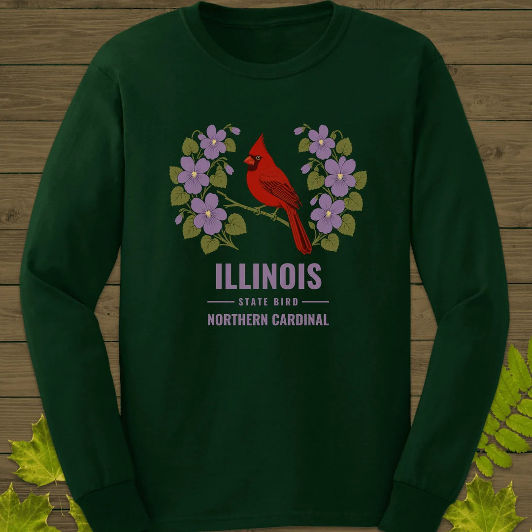 Illinois State Bird Long Sleeve in Forest Green