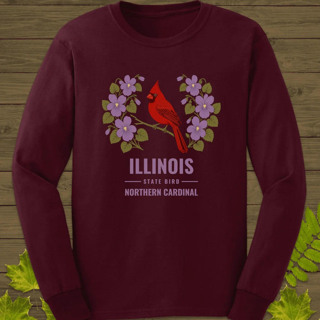 Illinois State Bird Long Sleeve in Maroon