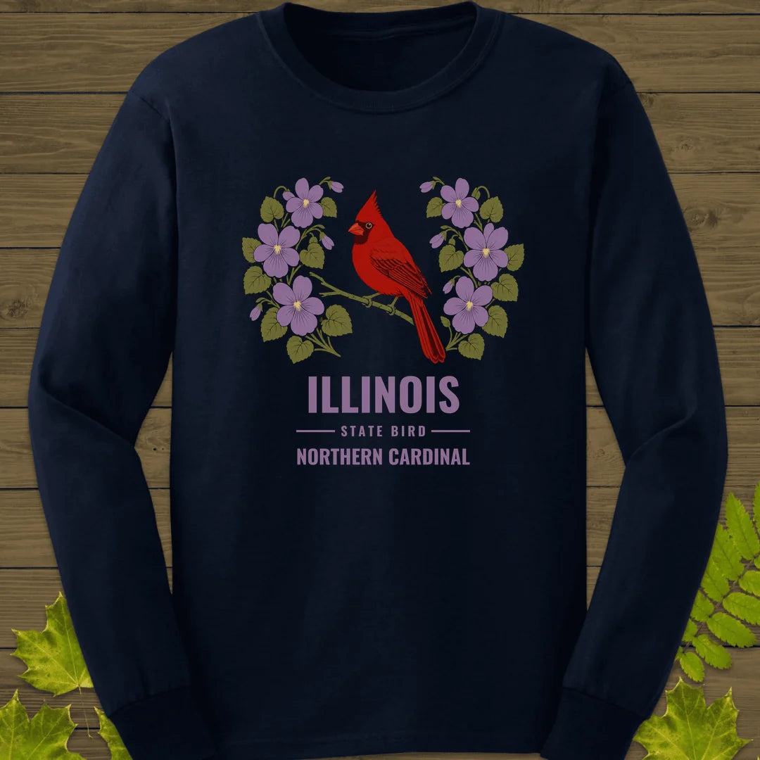 Illinois State Bird Long Sleeve in Navy