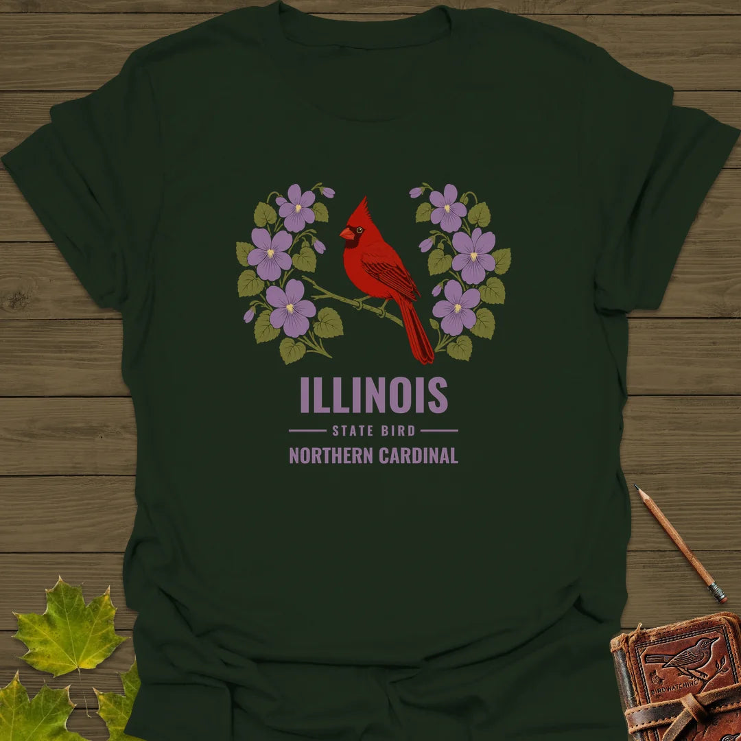 Illinois State Bird T-Shirt in Forest Green