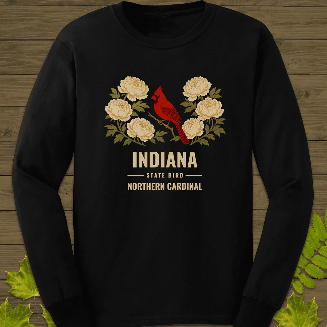 Indiana State Bird Long Sleeve in Black