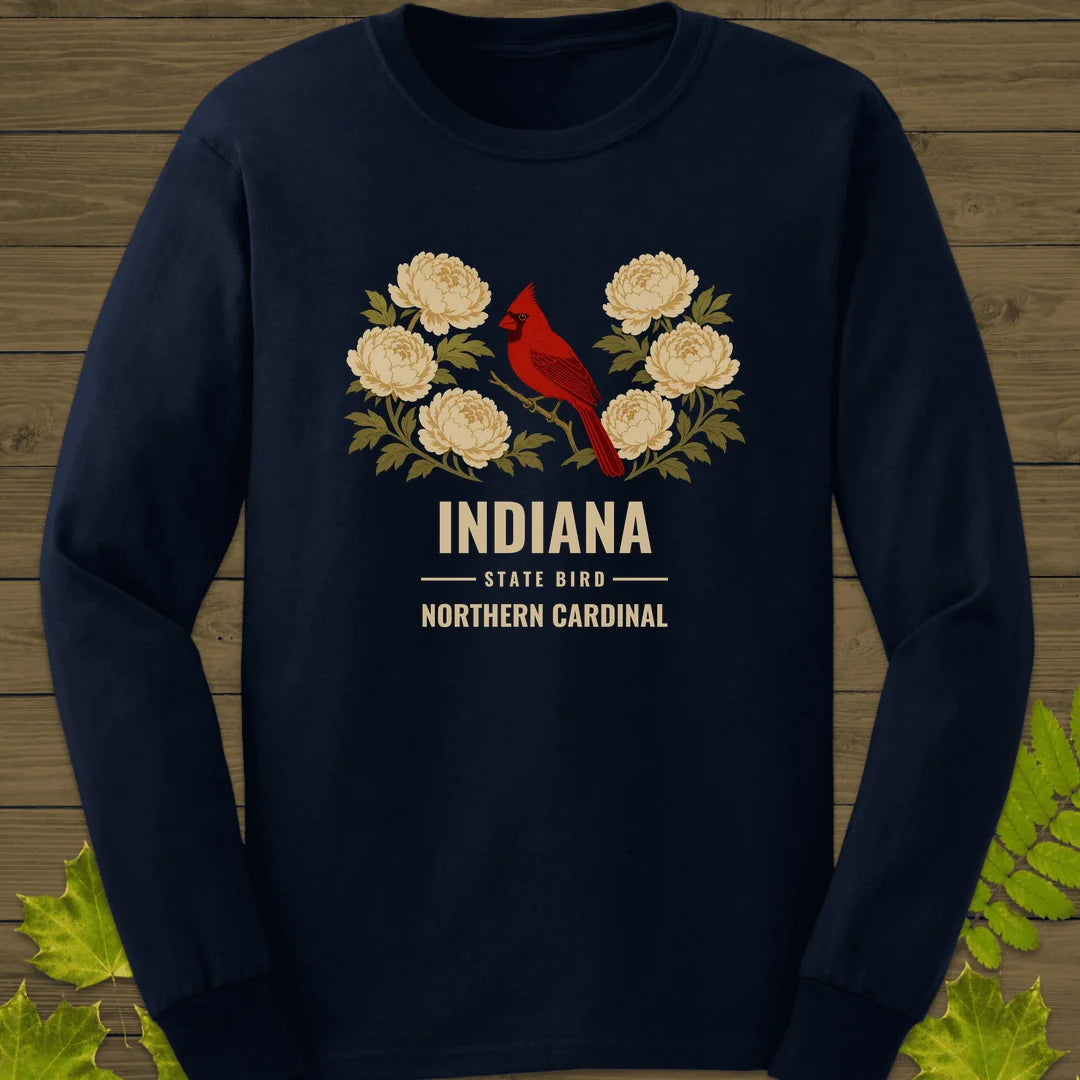 Indiana State Bird Long Sleeve in Navy