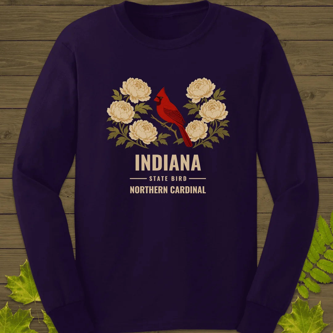 Indiana State Bird Long Sleeve in Purple