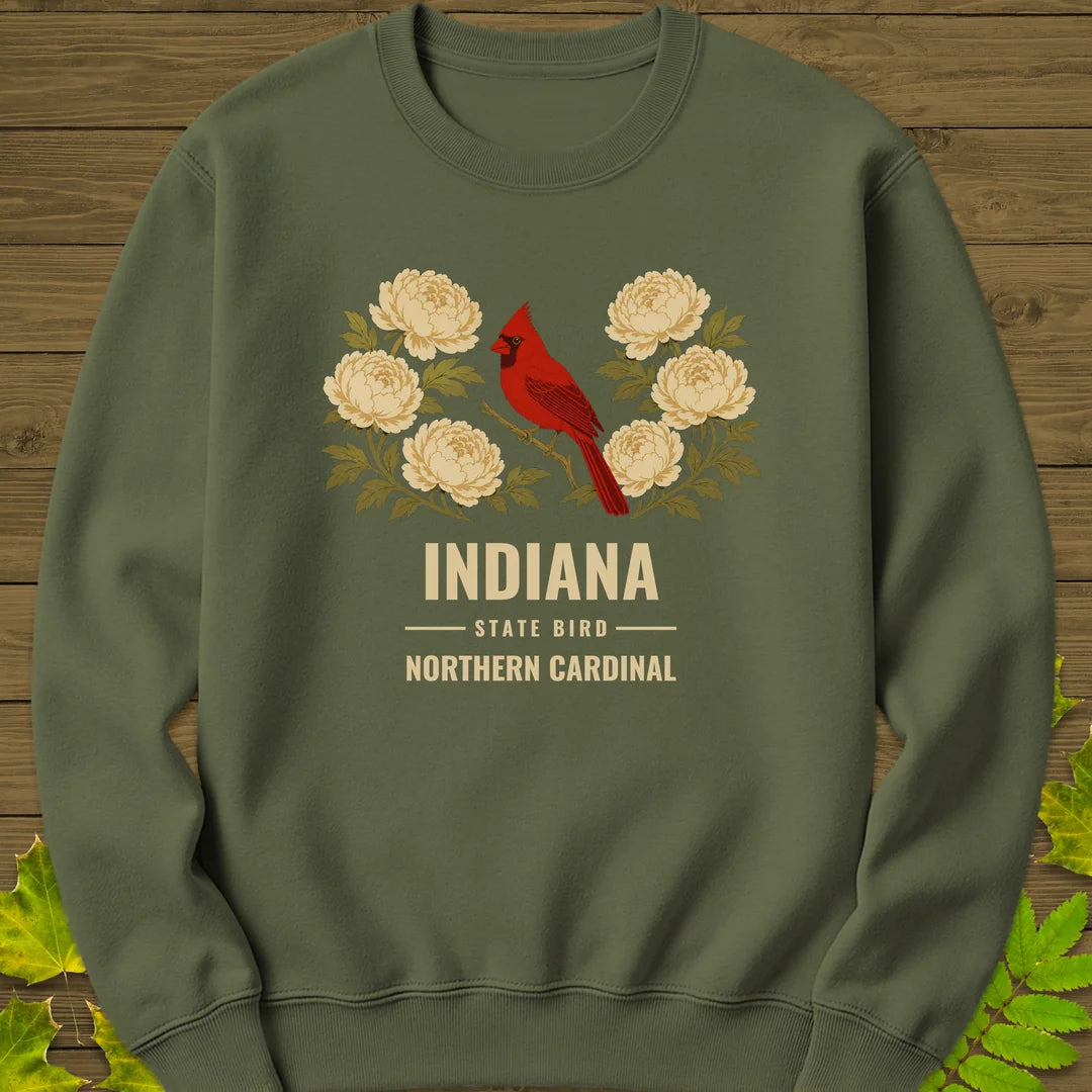 Indiana State Bird Sweatshirt in Military Green