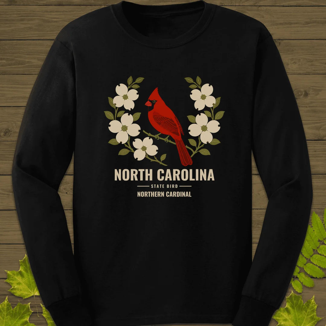 North Carolina State Bird Long Sleeve in Black