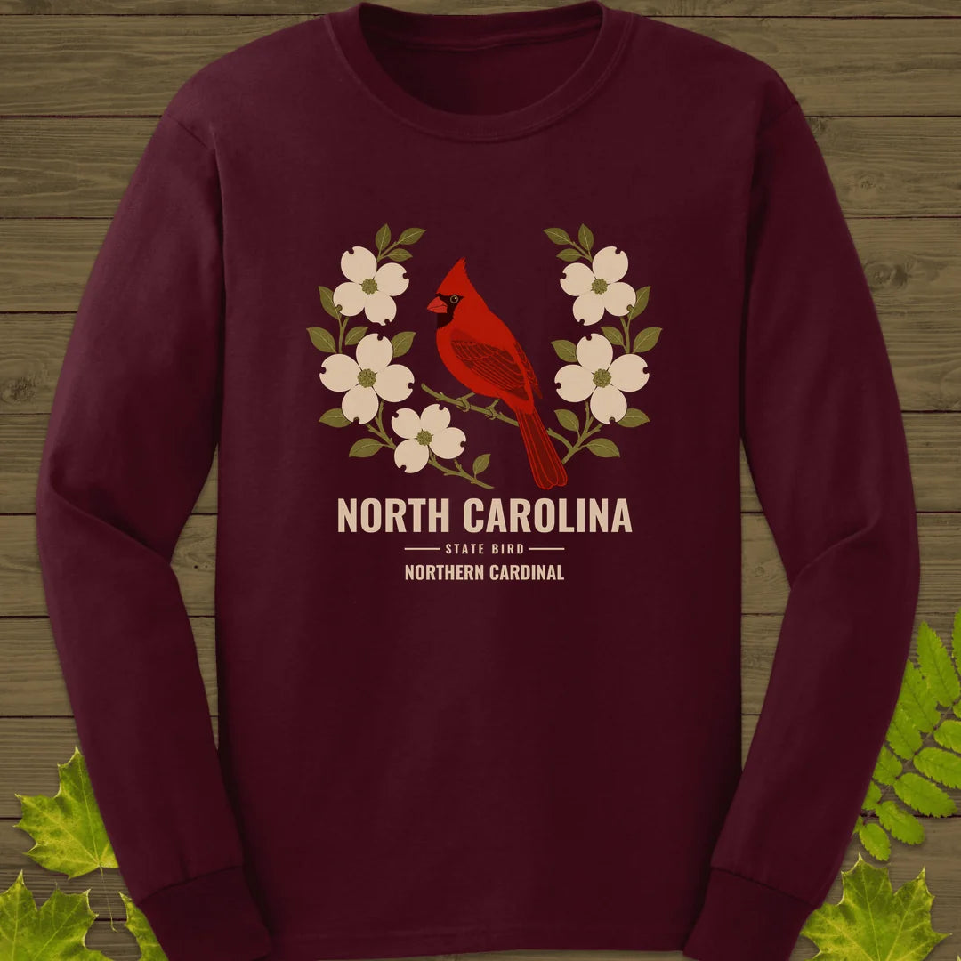 North Carolina State Bird Long Sleeve in Maroon