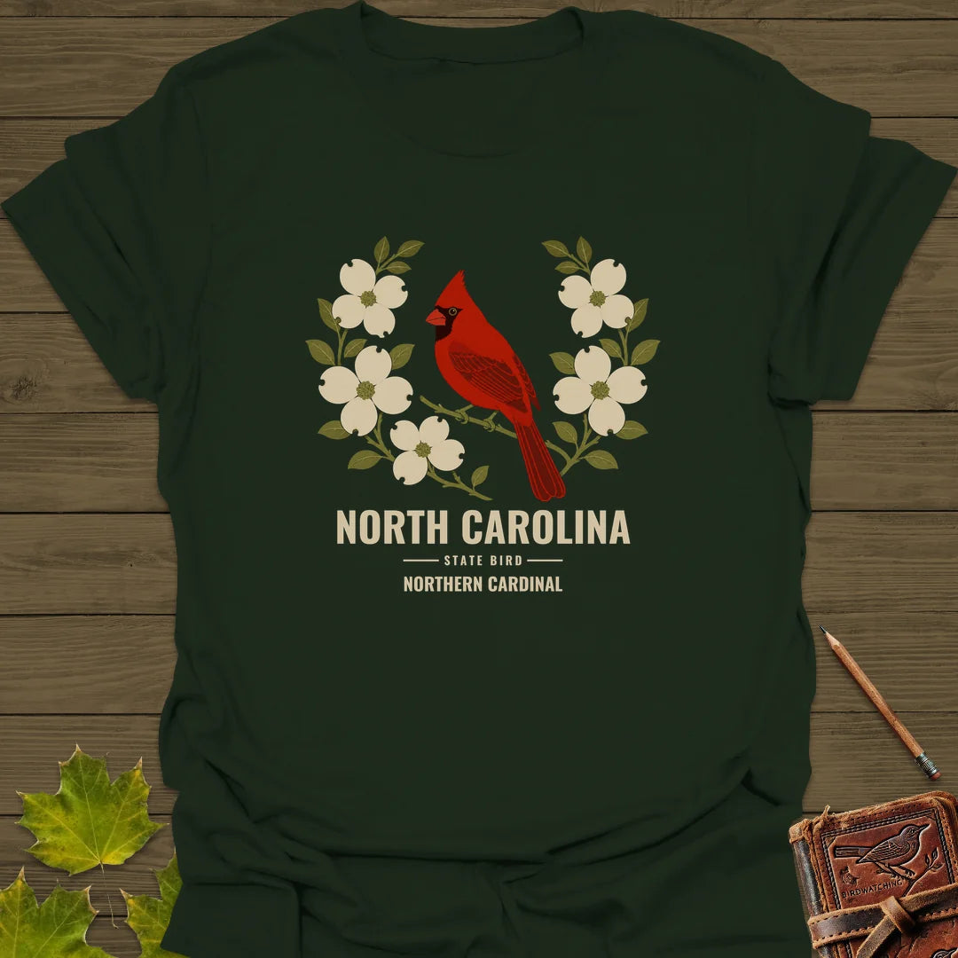 North Carolina State Bird T-Shirt in Forest Green