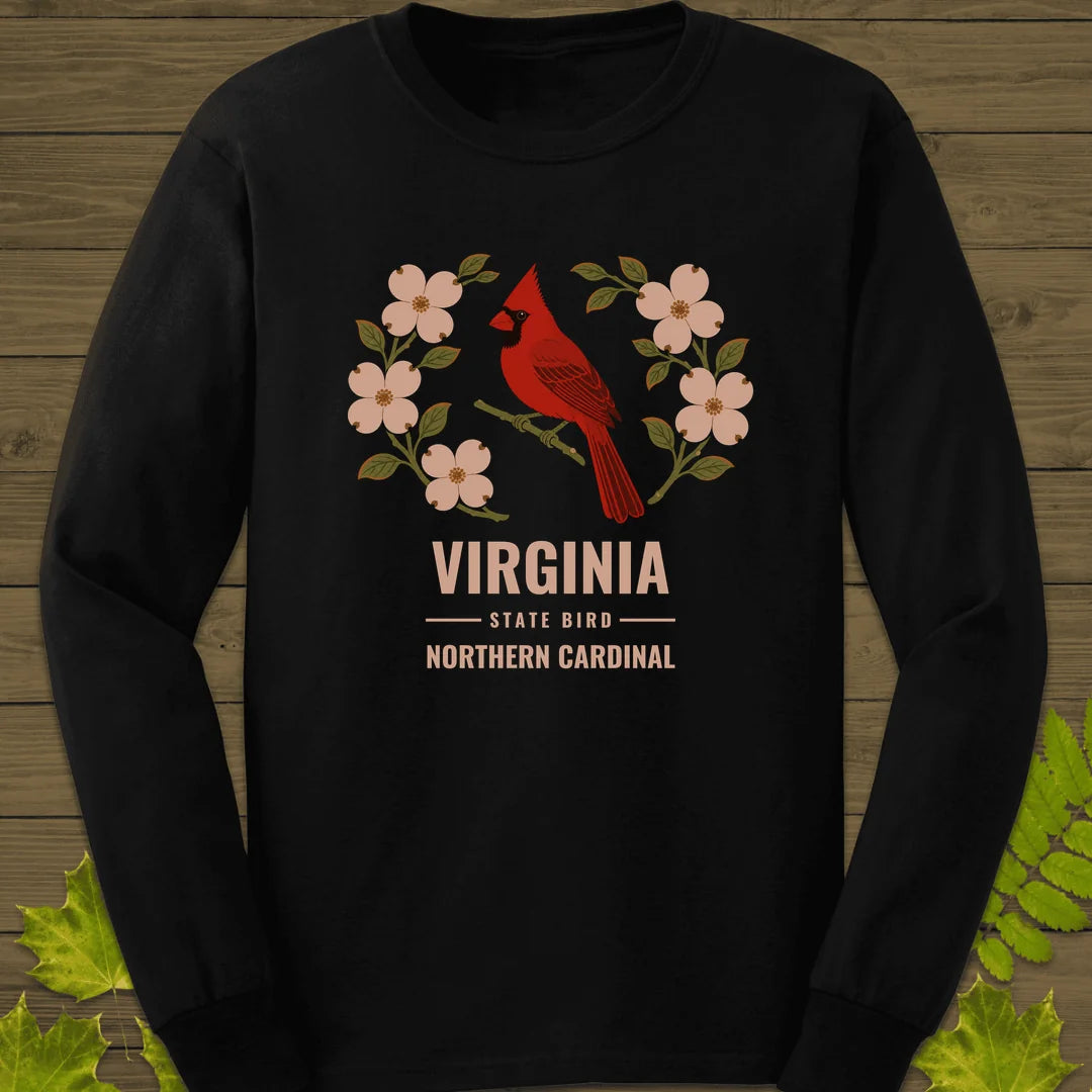 Virginia State Bird Long Sleeve in Black