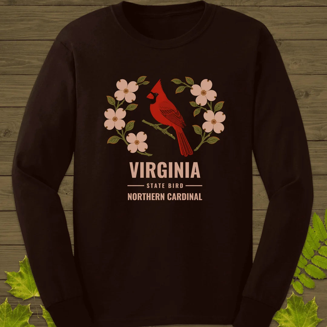 Virginia State Bird Long Sleeve in Dark Chocolate