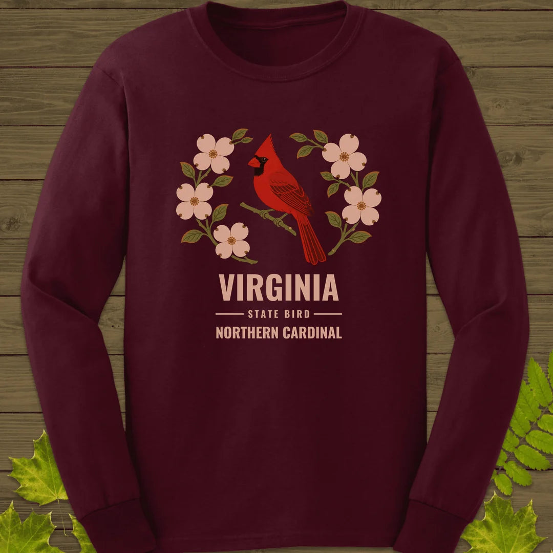 Virginia State Bird Long Sleeve in Maroon