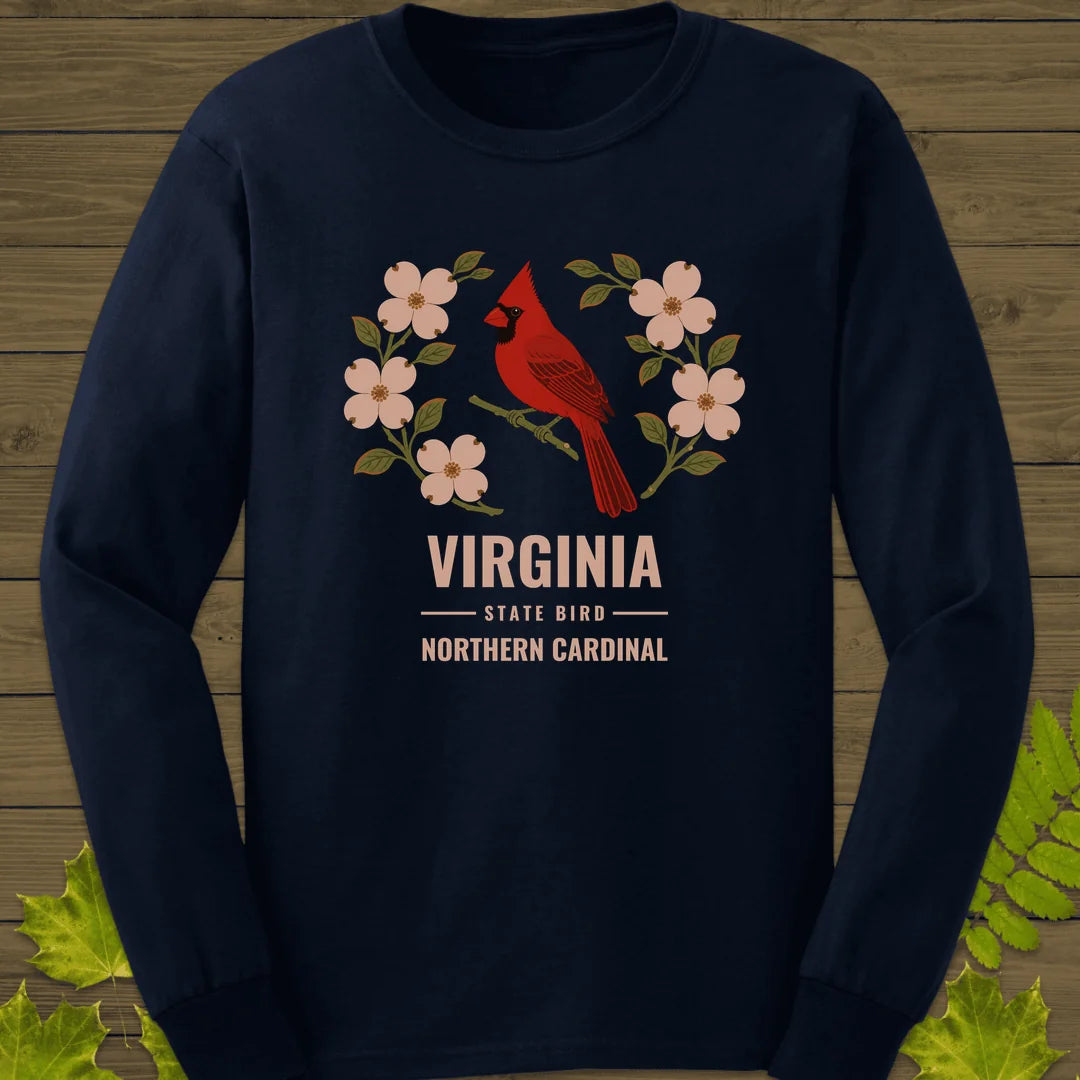 Virginia State Bird Long Sleeve in Navy