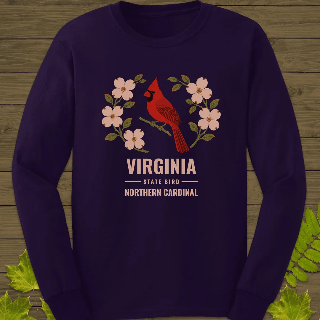 Virginia State Bird Long Sleeve in Purple