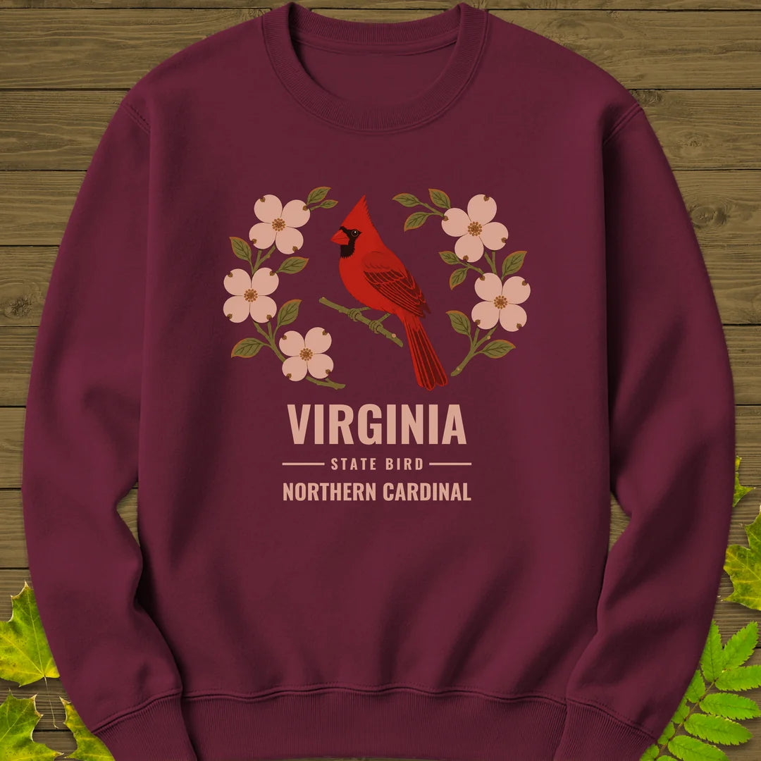 Virginia State Bird Sweatshirt in Maroon
