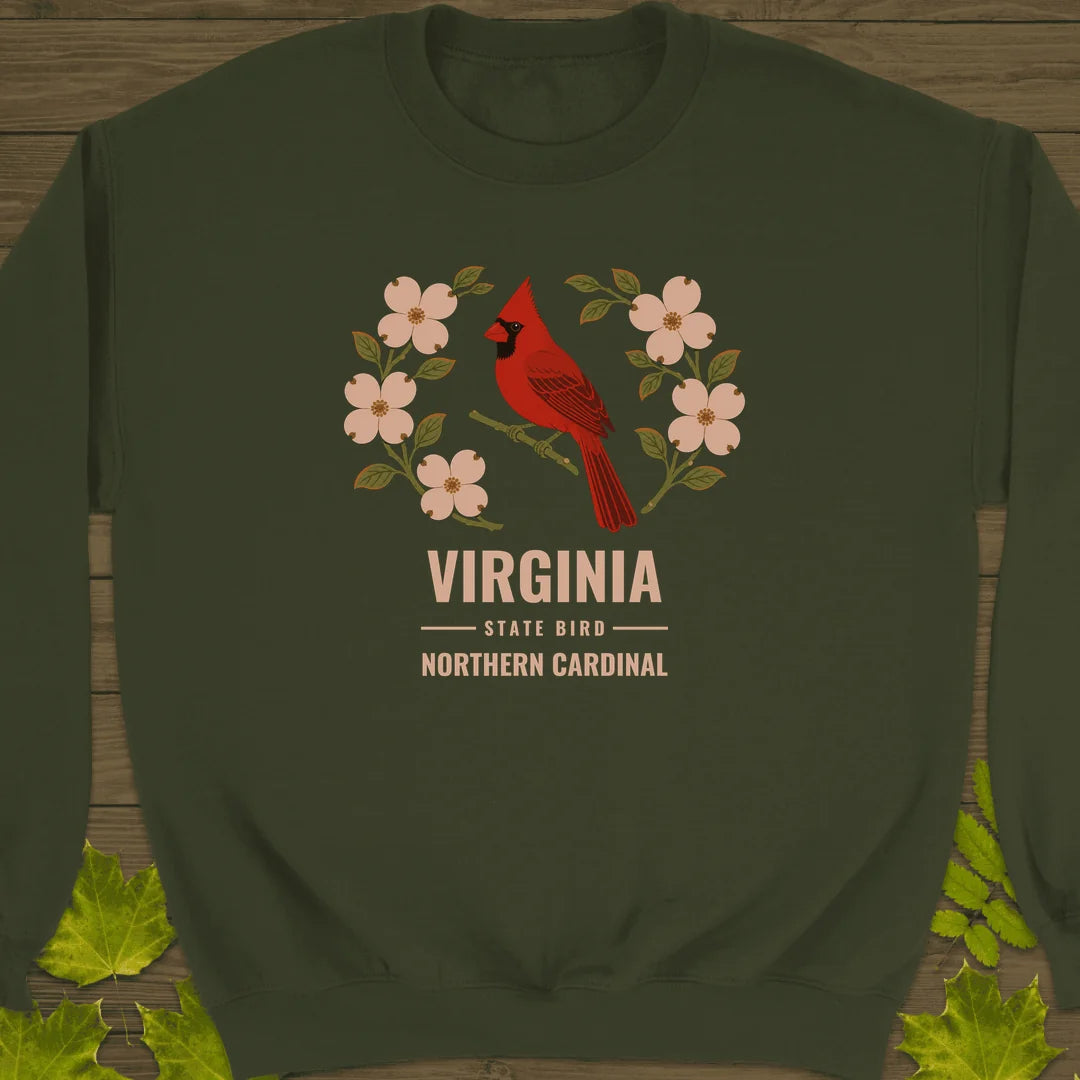 Virginia State Bird Sweatshirt in Military Green