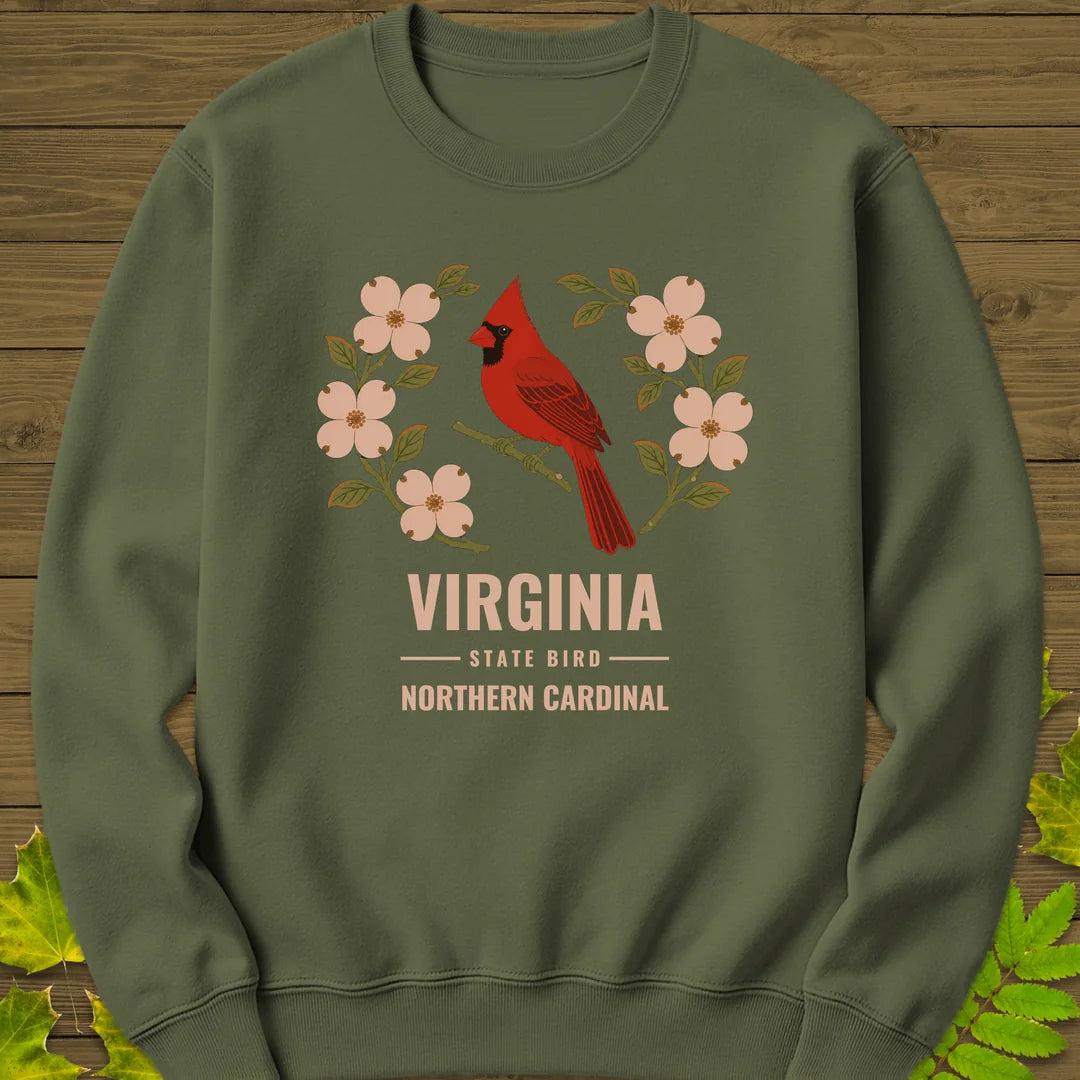 Virginia State Bird Sweatshirt in Military Green