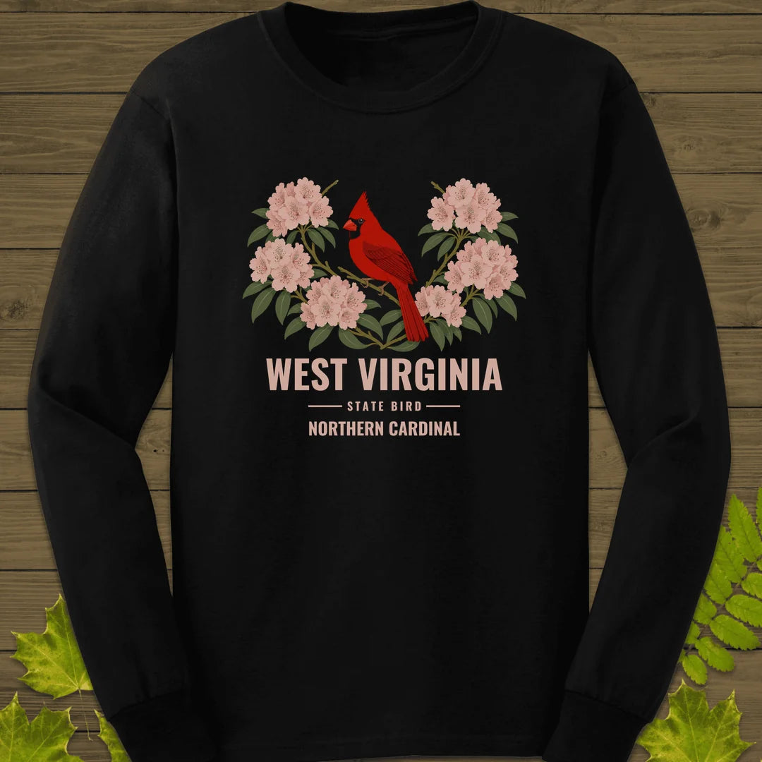 West Virginia State Bird Long Sleeve in Black